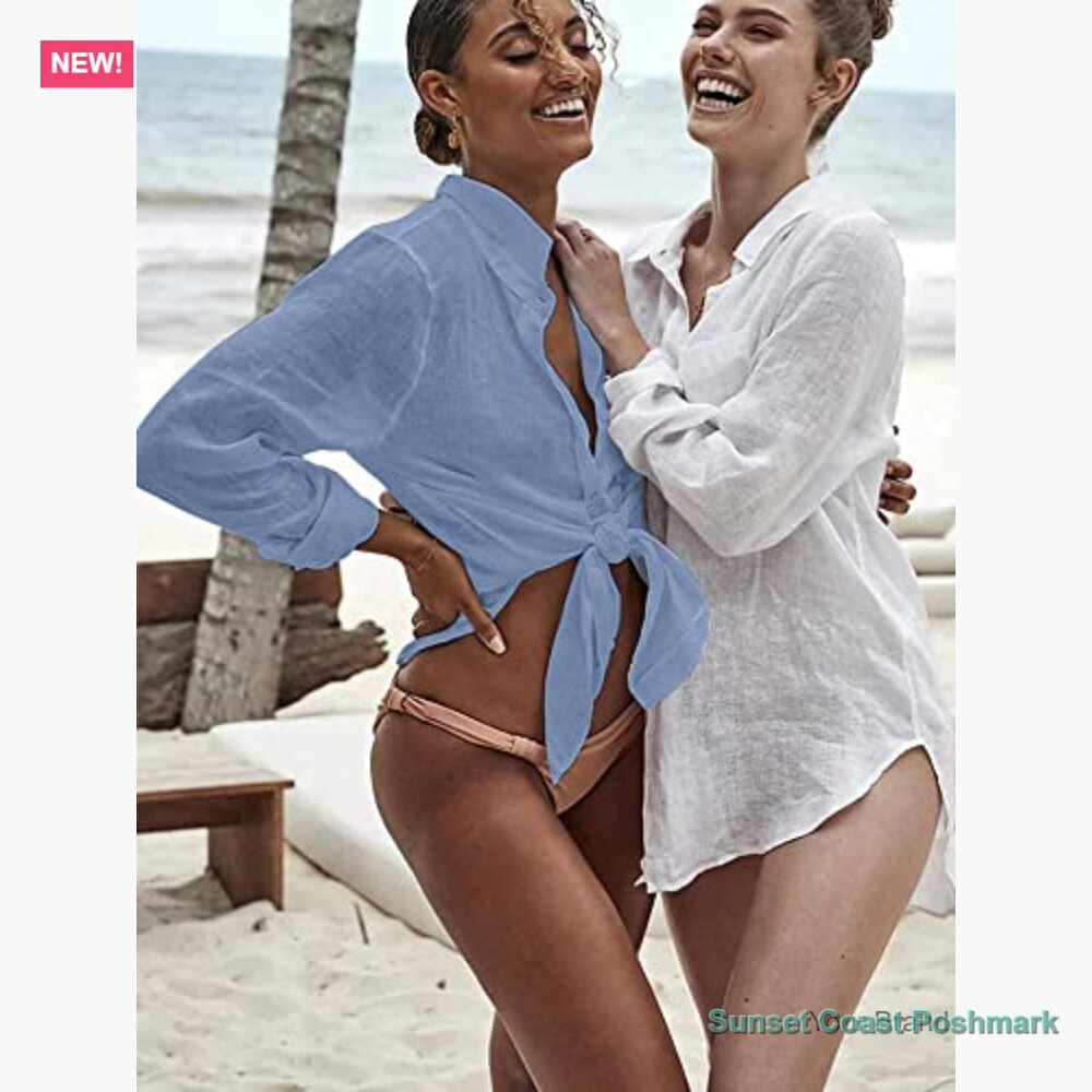 Lightweight Viscose Button Down Shirt Swimsuit Co… - image 5